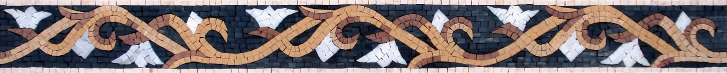 Botanical Mosaic Border: Floral Leaf Tile Artwork (40x4 Inches)