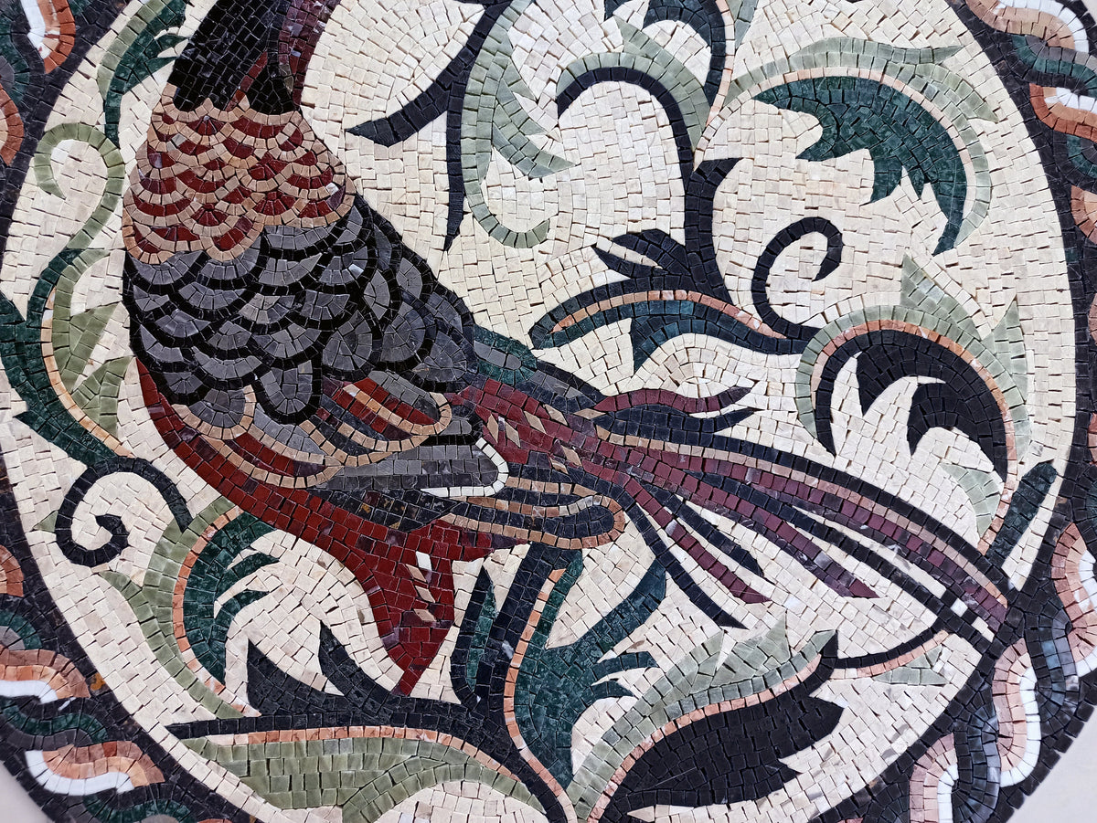 PHEASANT MOSAIC MURALS| Bird Animal Mosaic Tiles For Garden Decor | Pheasant Artwork Tiles For Interior Hall And Rooms Decor