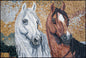 Handmade Horse Mosaic Tile Art: Brown & White Marble (40x28)