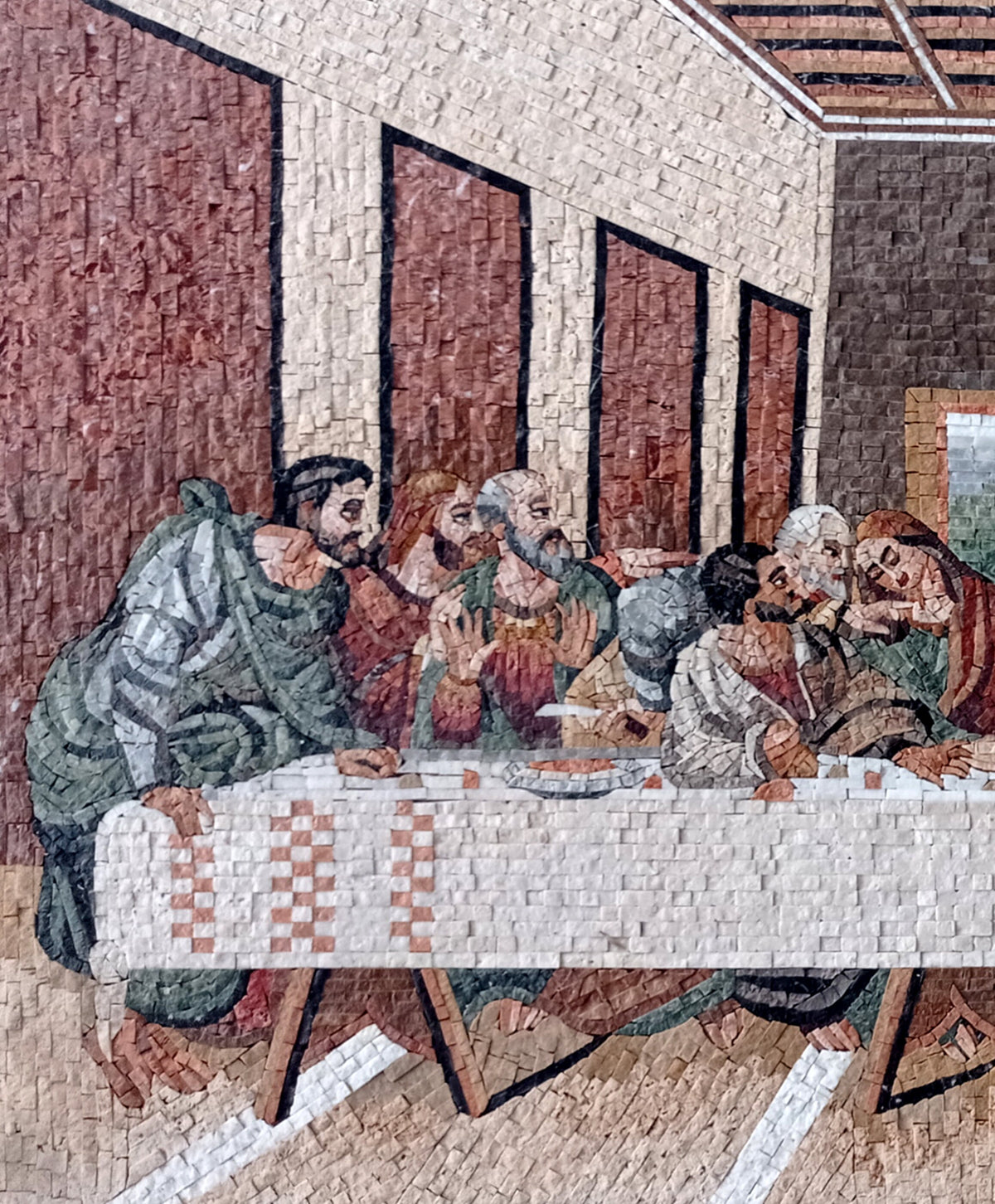 Handmade Marble Mosaic: Leonardo Da Vinci's Last Supper Mural (64” x 32”)