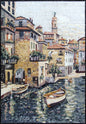 Coastal City Mosaic Tile Art: Handmade Marble Artwork (40” x 28”)