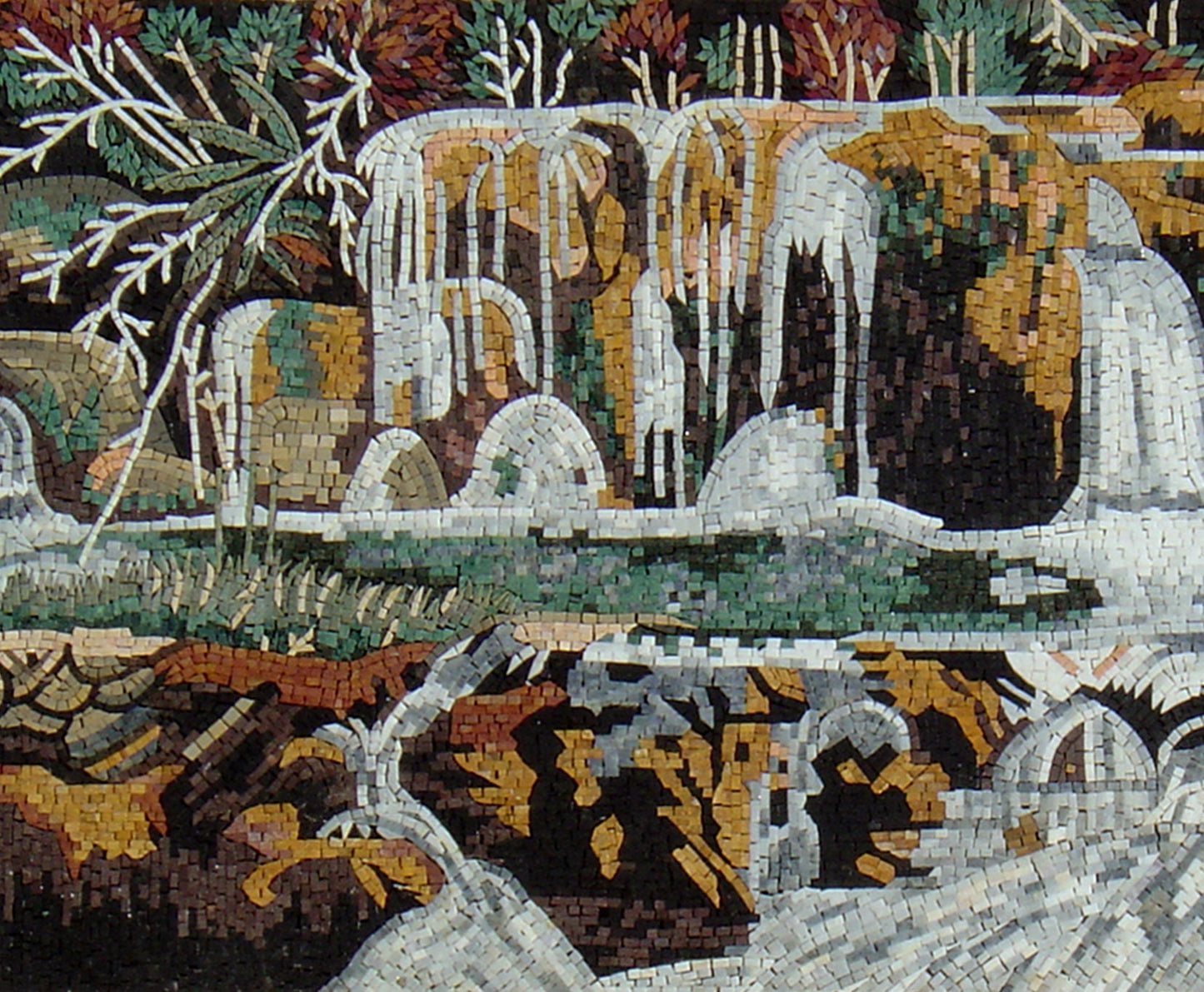 Handmade Marble Waterfall Mosaic Tile Art: 90” x 40”