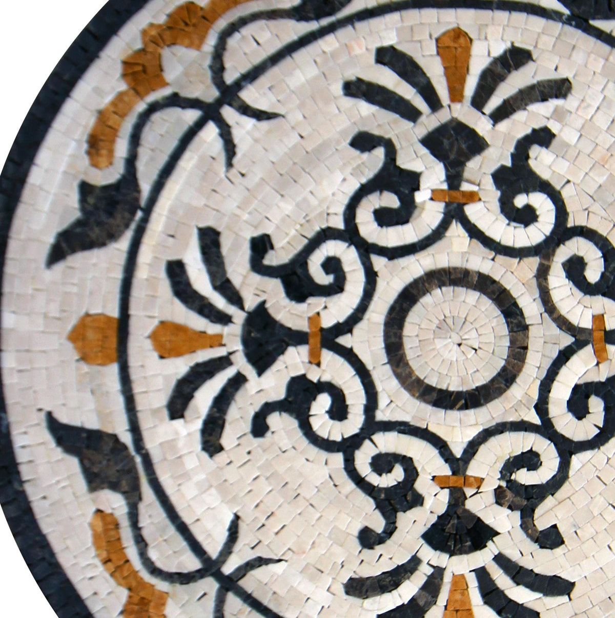 Handmade Marble Mosaic Medallion: 20-Inch Round Stone Tile Art