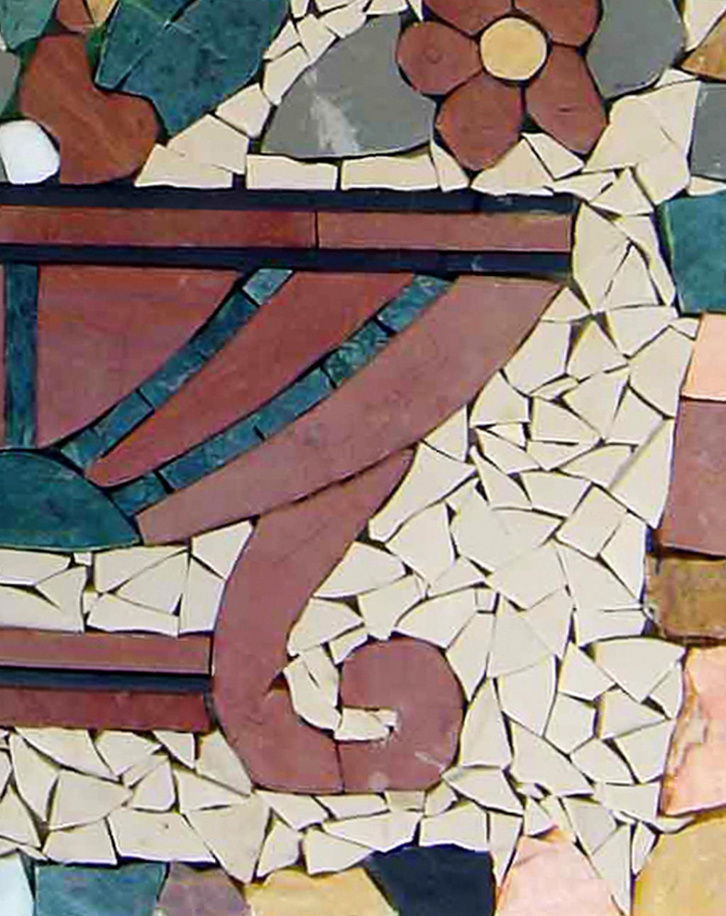 Handmade Flower Mosaic Tile Art: Natural Stone Wall Decor (20” x 16”)