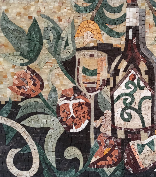 MOSAIC KITCHEN BACKSPLASH -Tuscan Still-Life Scene with Lemons Mosaic Wall Art