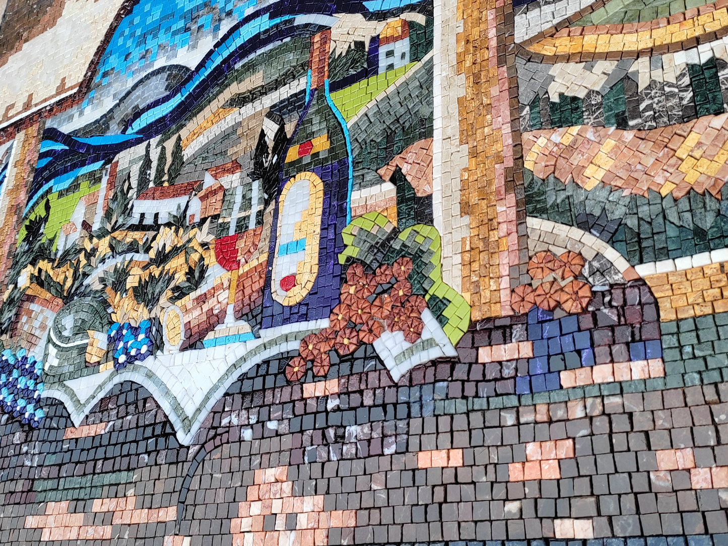 Handmade Wine & Grapes Marble Mosaic Tile Art: Kitchen Backsplash