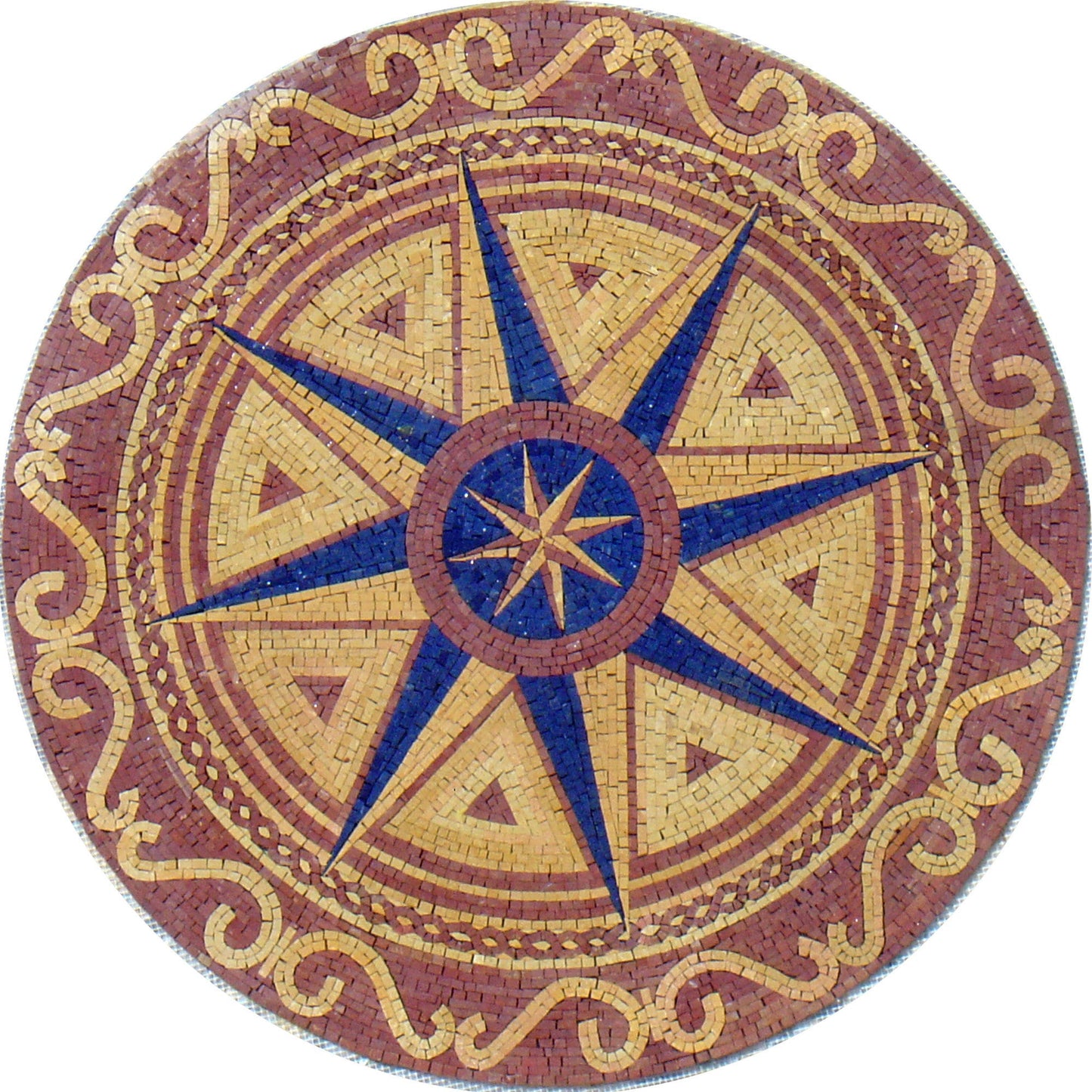 Maritime Elegance - Artisanal Medallion - Compass Rose Marble Mosaic Medallion Flooring Tile Arts - Customization available