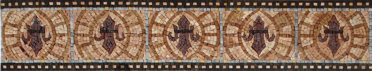 Floral Art Mosaic Border: Geometric Tile for Bathroom Walls (40x8")