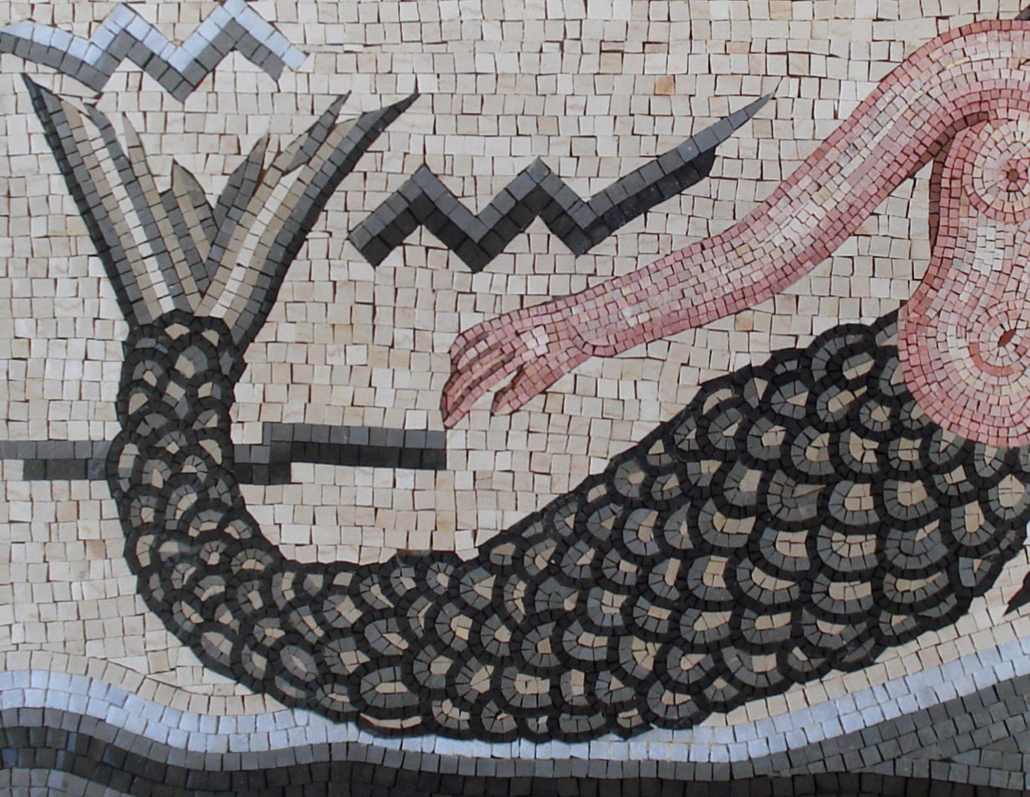 Handmade Mermaid Mosaic Tile Art: Stone Backsplash (32” x 24”)