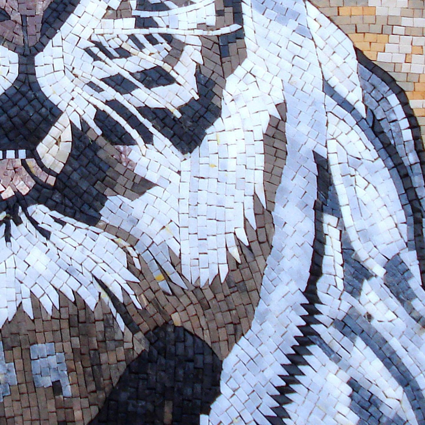 Handmade Tiger Mosaic Tile Art: Jungle Animal Mural (32x32)