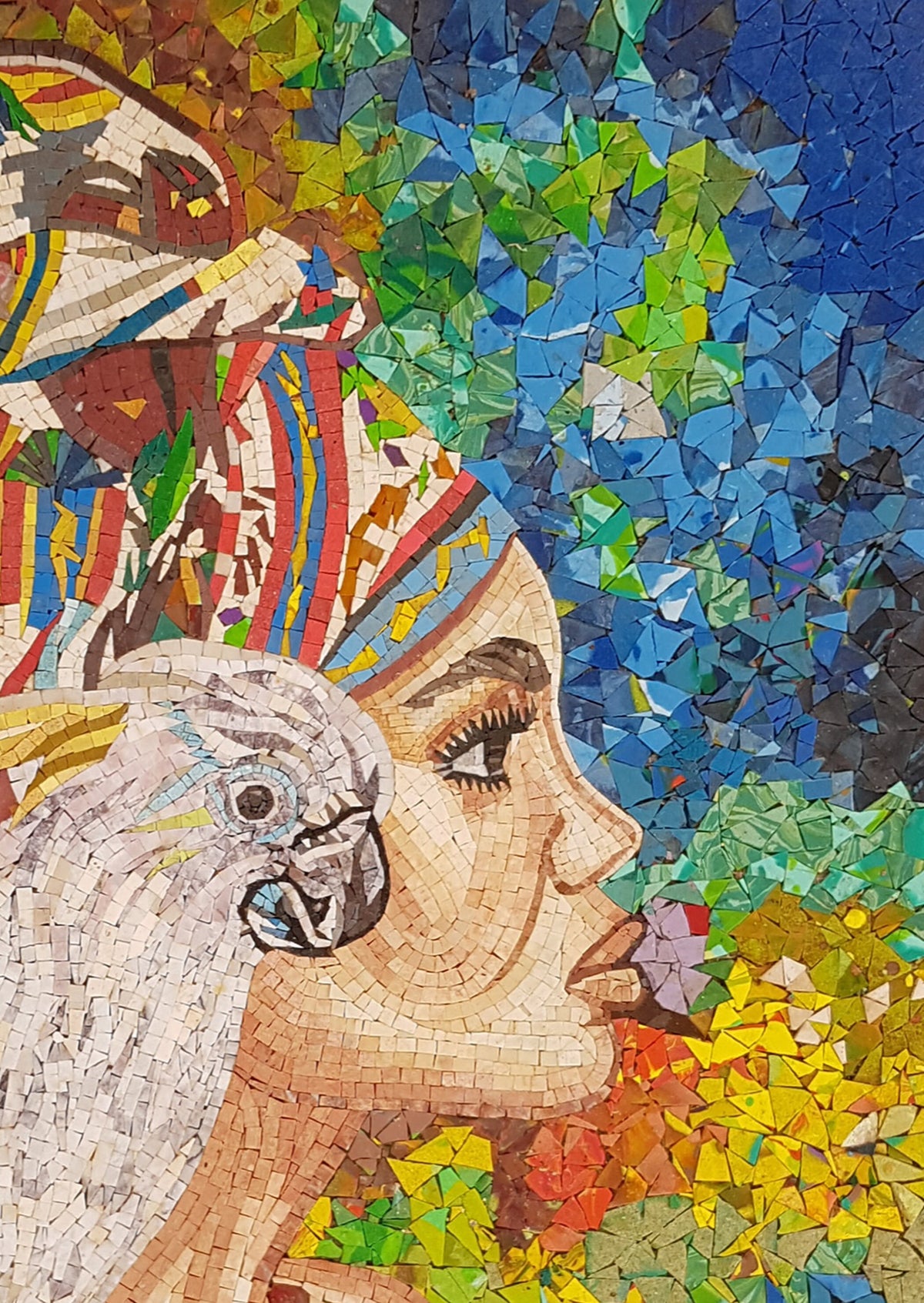 Handmade Marble Mosaic Portrait: Indian Woman Wall Art