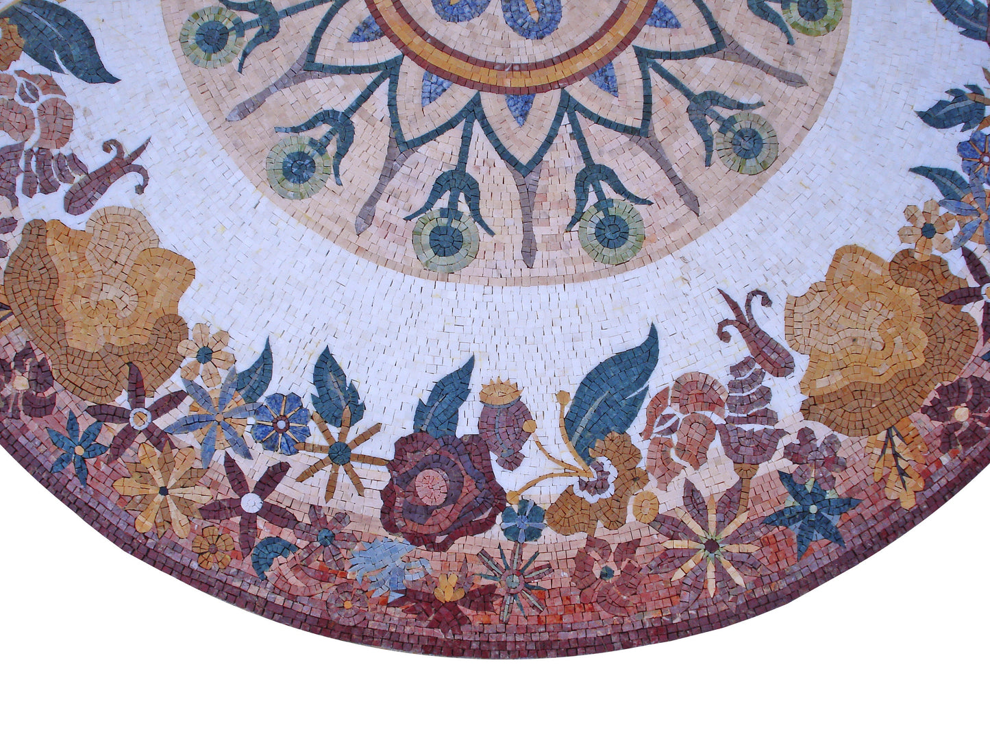 MD031 Flowers Medallion Pattern Handmade Marble Mosaic Tile