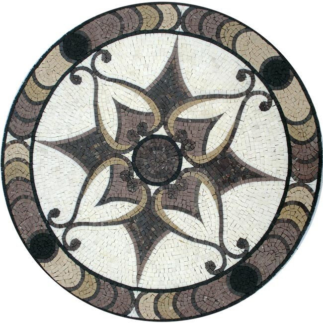 36" Handmade Marble Mosaic Medallion Art Tile Décor