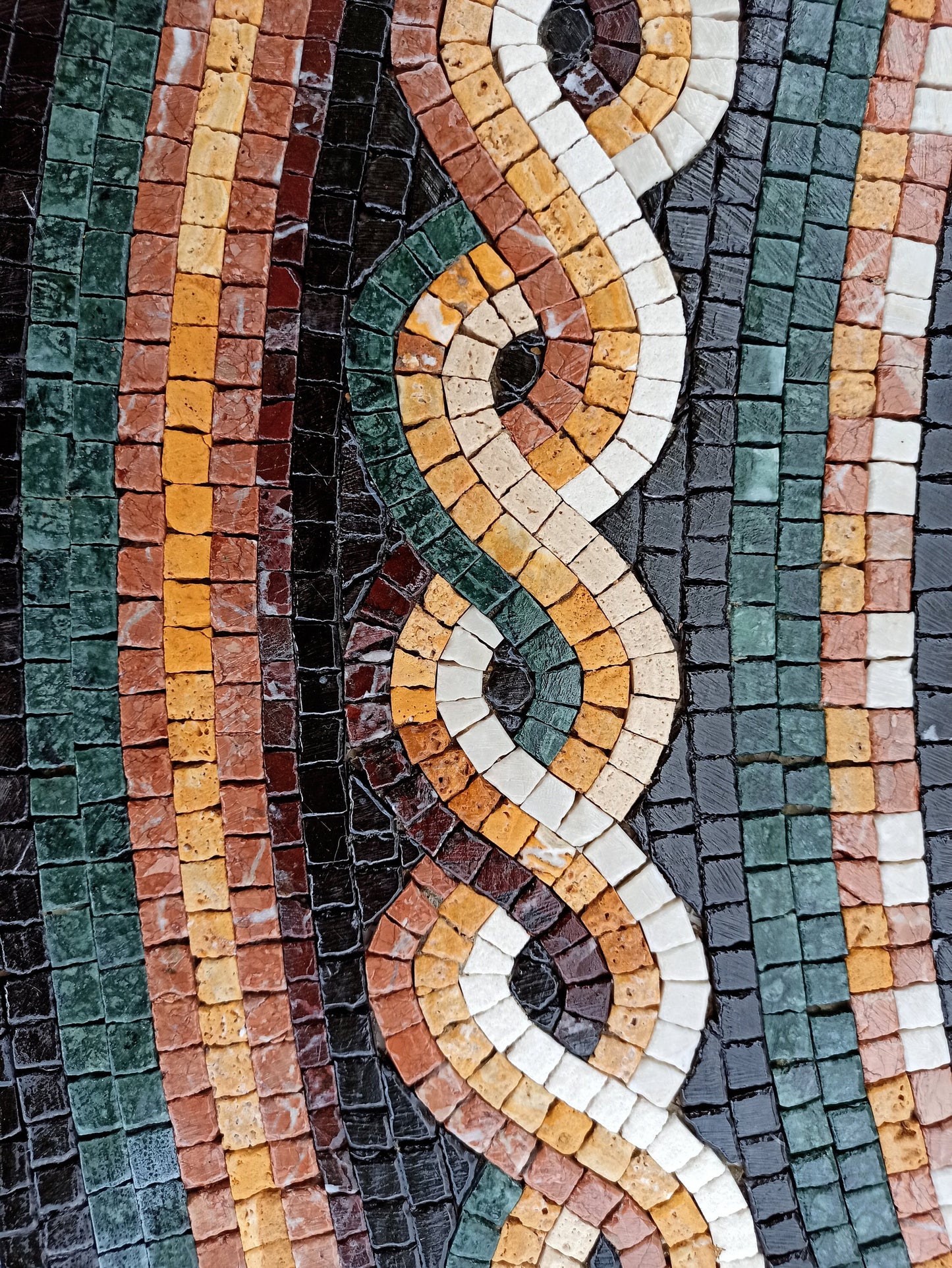 Handmade Marble Mosaic Medallion: 40" Dolphin Art Tile Stone Décor