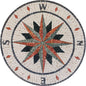 Handmade Compass Mosaic Tile: Nautical Marble Medallion (16" Diameter)
