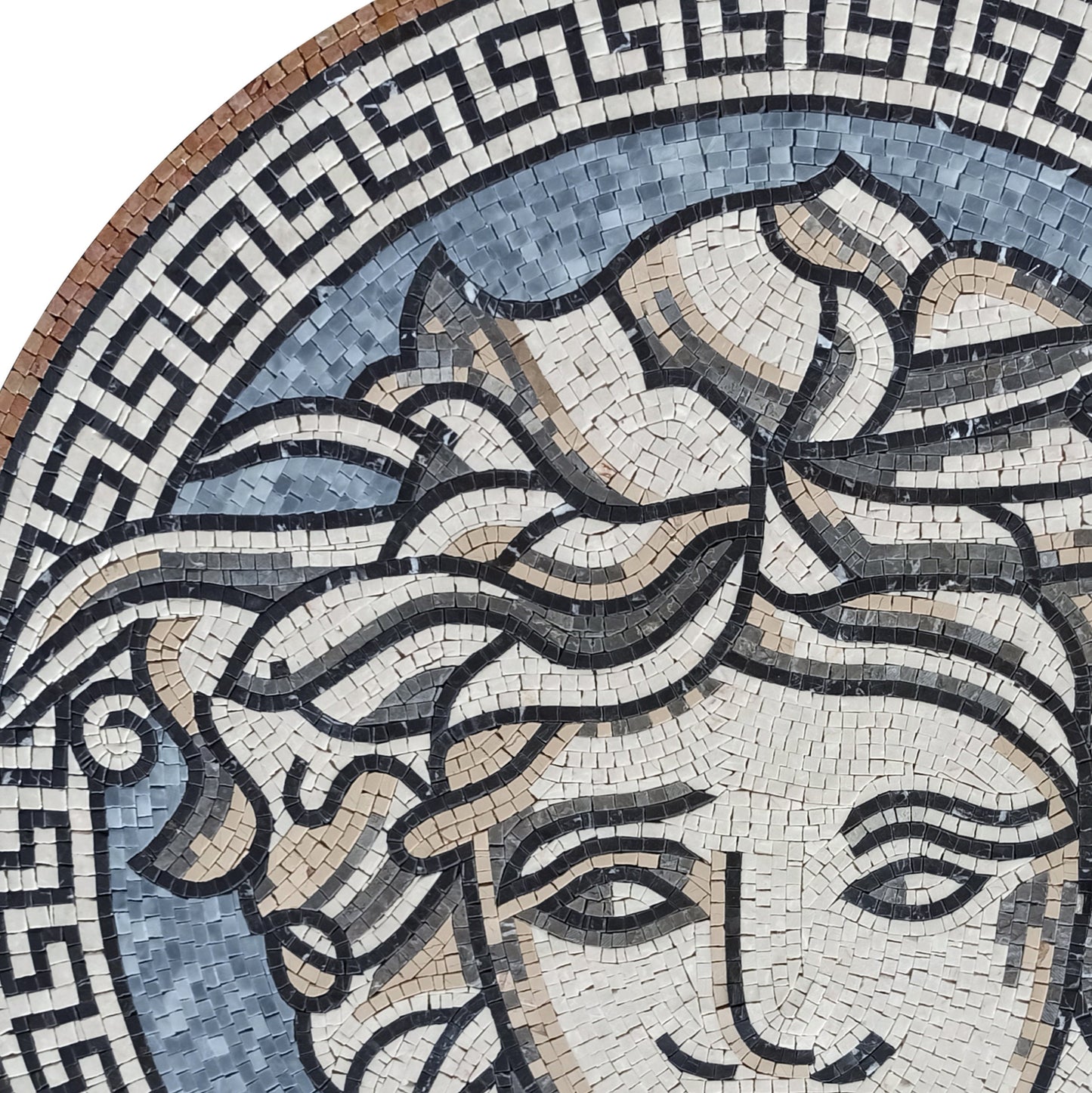 Mythical Marvel - Handmade Multitoned Medusa Head Marble Mosaic Medallion Art Tile - Customization available