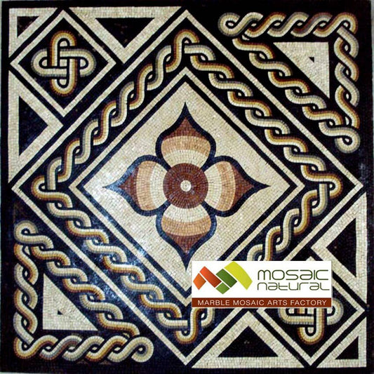 Geometric Marble Mosaic Tile: 48" Inlay Backsplash, Floor Art