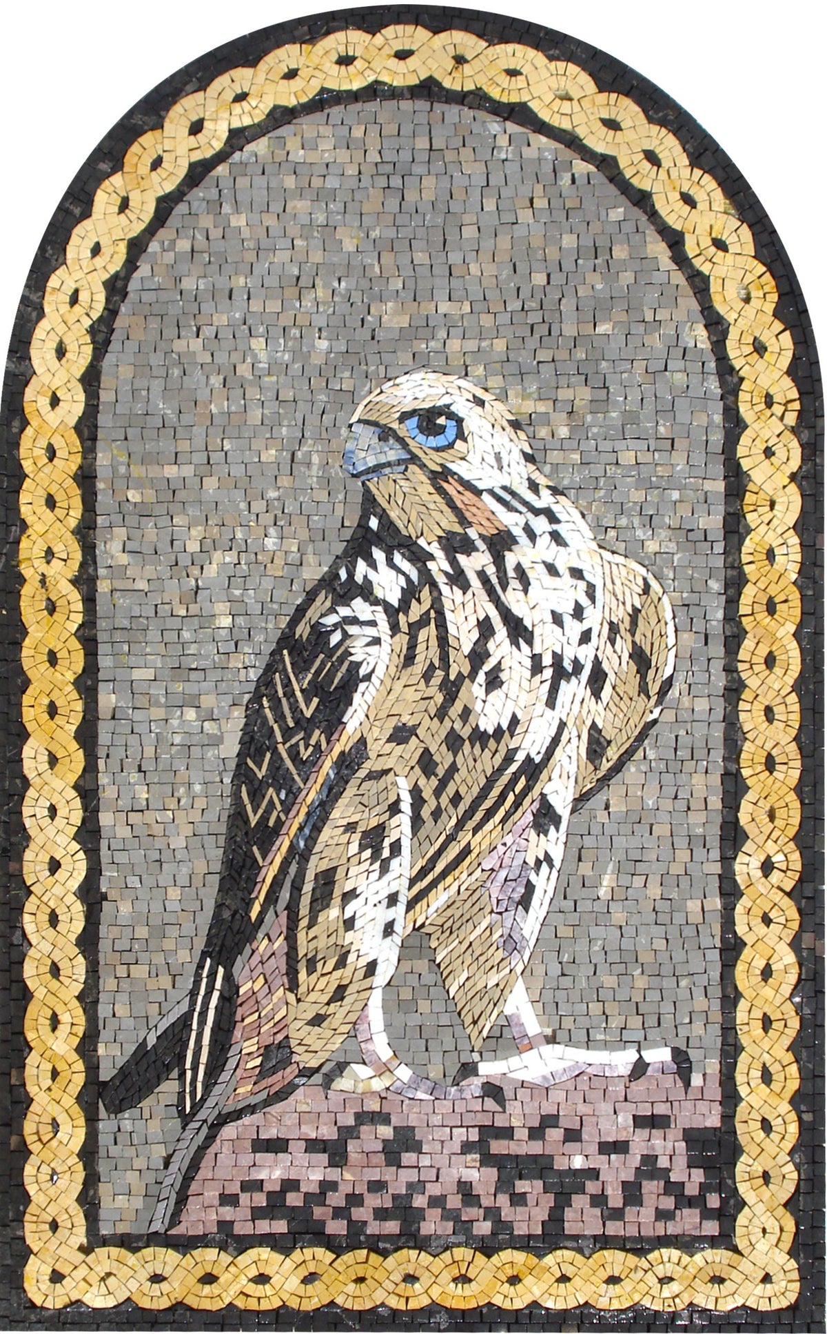 Handmade Falcon Mosaic Art: Marble Wall Decor (36" x 22")