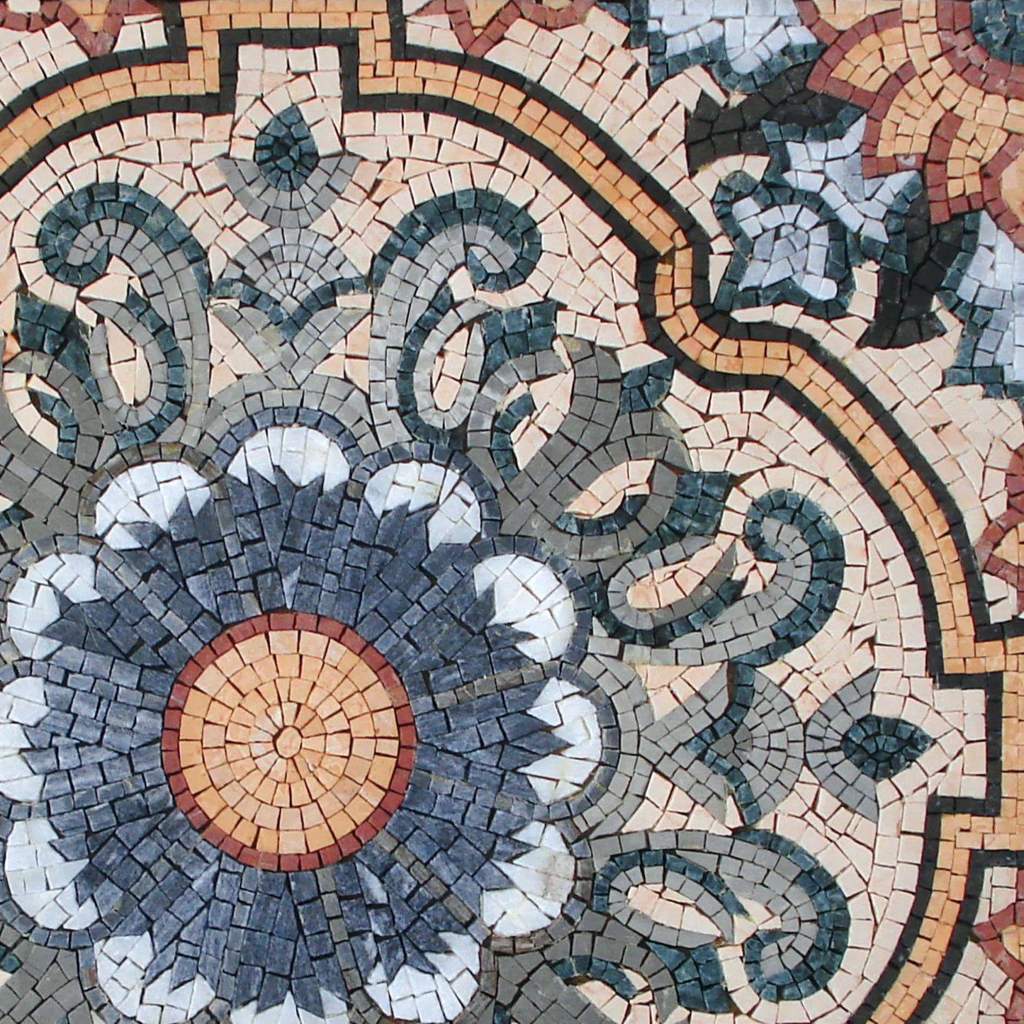 32" x 32"  Handmade Geometric Floral Marble Mosaic Tile – Customization available