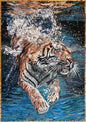 40"x28" Tiger Swimming Mosaic Wall Art, Wildlife Home Decor, Majestic Animal Design, Customization available