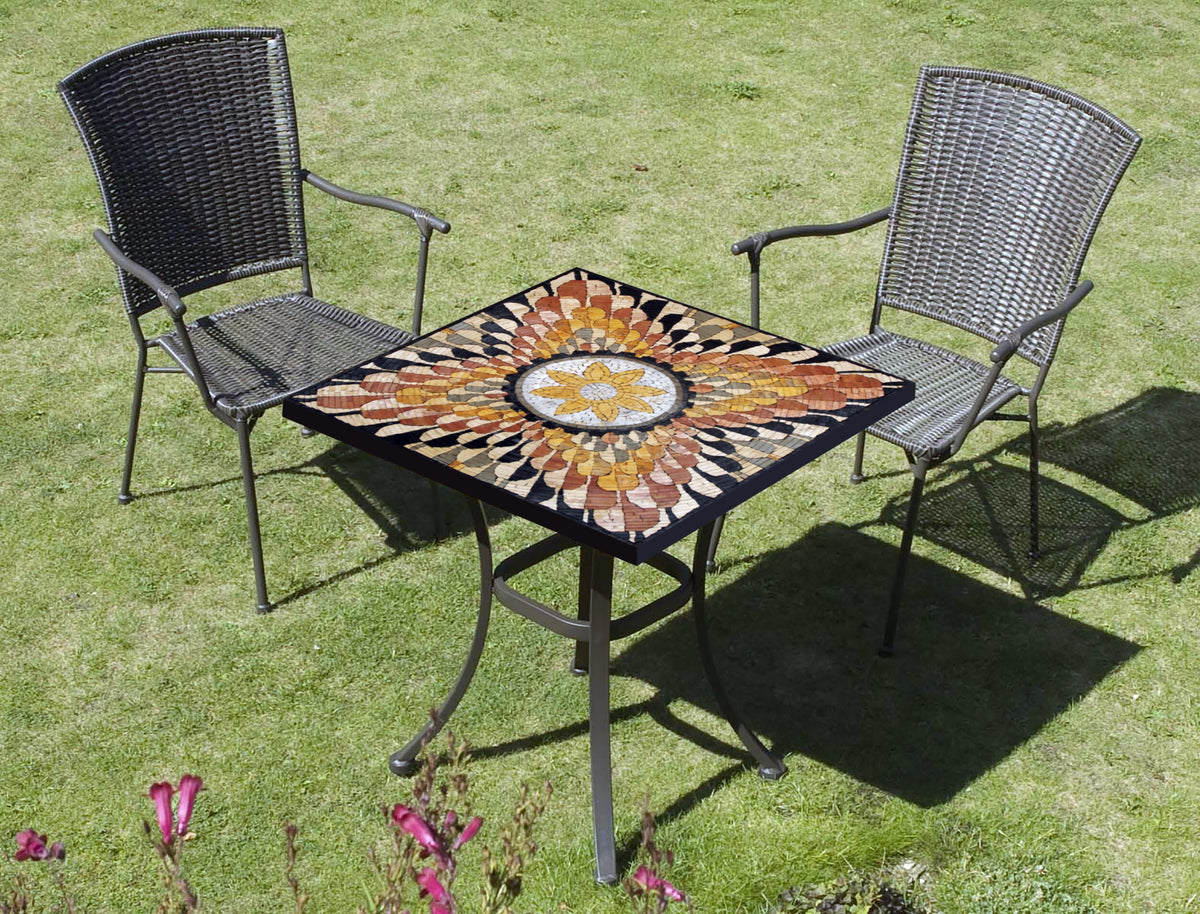 Handmade Sunflower Mosaic Tile Art: 36" Marble Inlay