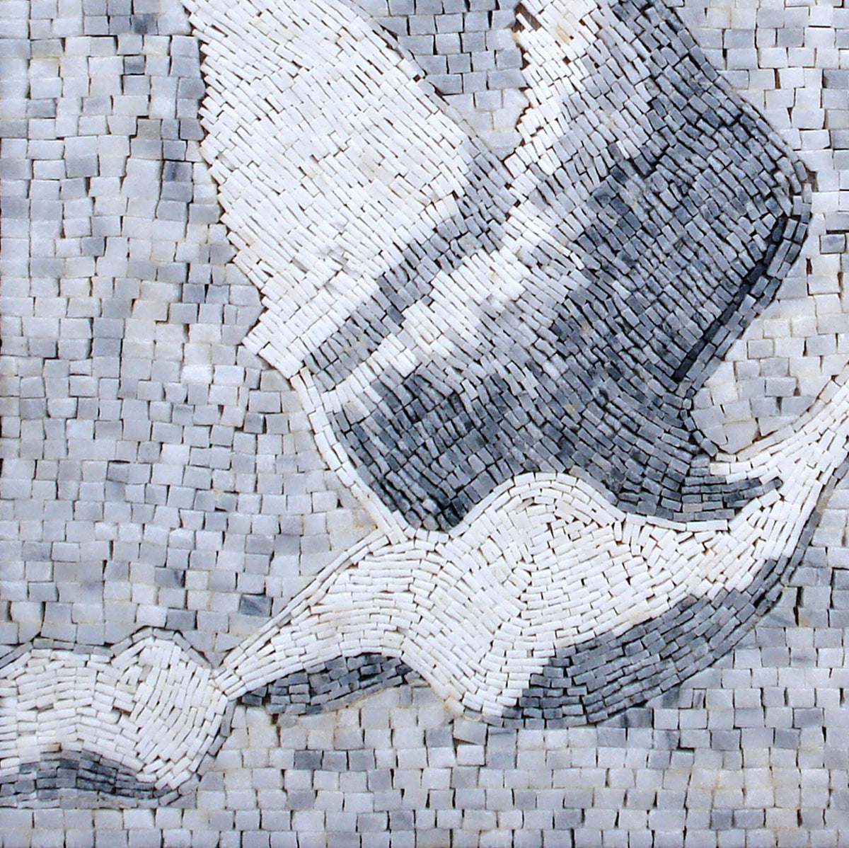 Handmade Marble Mosaic Tile Art: Swans in Flight Wall Decor