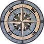 Handmade Compass Mosaic Tile: Nautical Marble Medallion (20" Diameter)