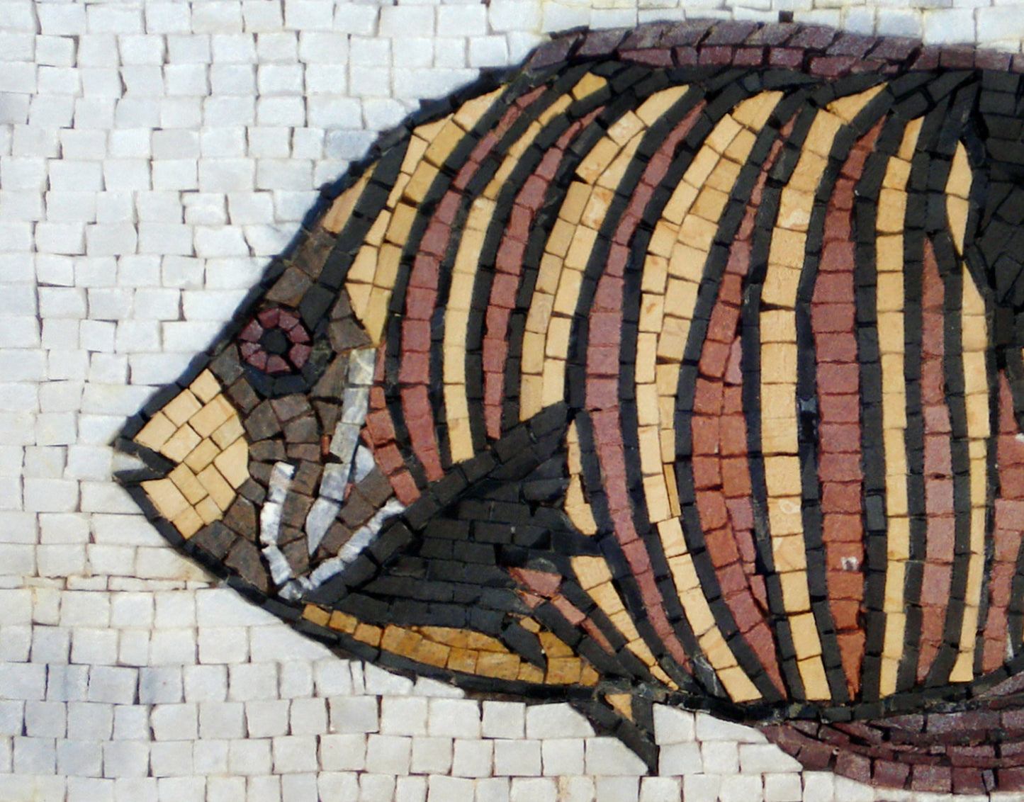Handmade Fish Mosaic Art: Marble Stone Wall Decor (16" x 12")