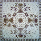 40" Medallion Mosaic Tile: Geometric Floral Marble, Indoor/Outdoor