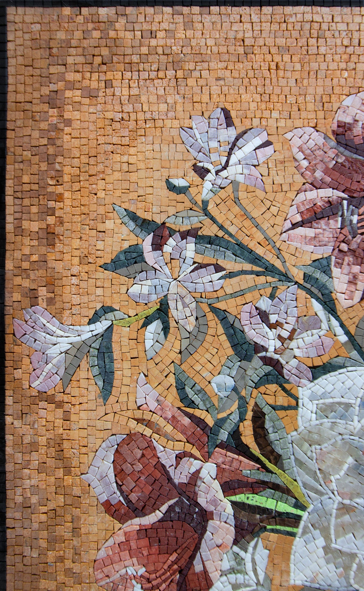 COLORFUL FLOWER ART- Handmade Flowers Vase Bouquet Mosaic Wall Artwork