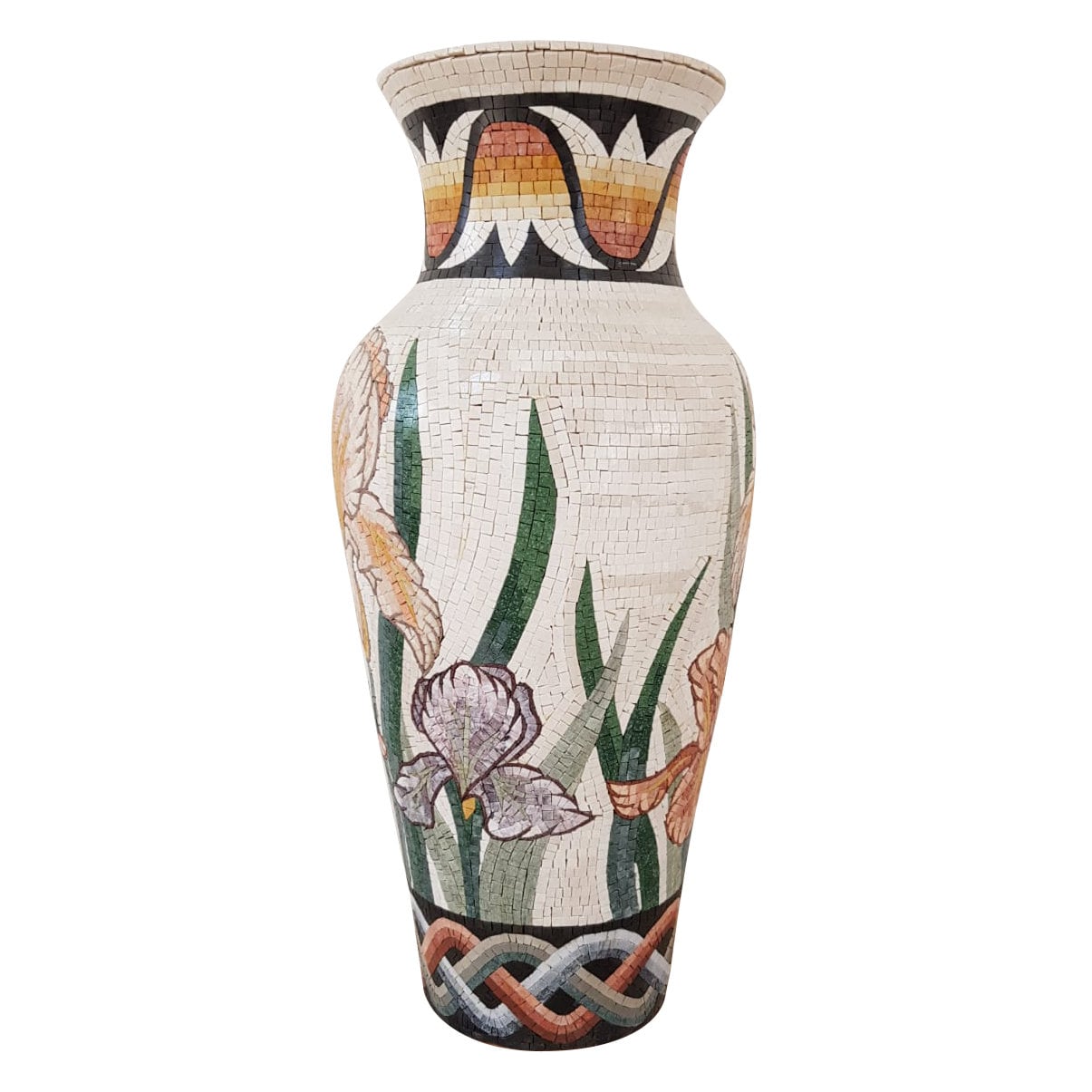 Handmade Flower Mosaic Vase: Marble Stone Art, Living Room Decor