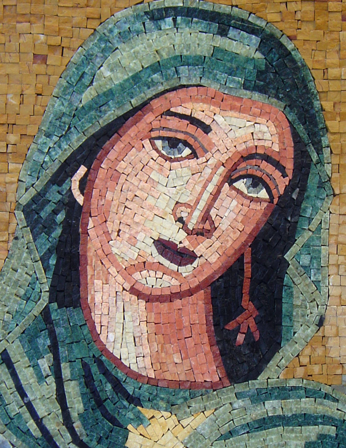18"x28" Virgin Mary Icon Mosaic – Byzantine Religious Decor, Custom Sacred Portrait, Customization available