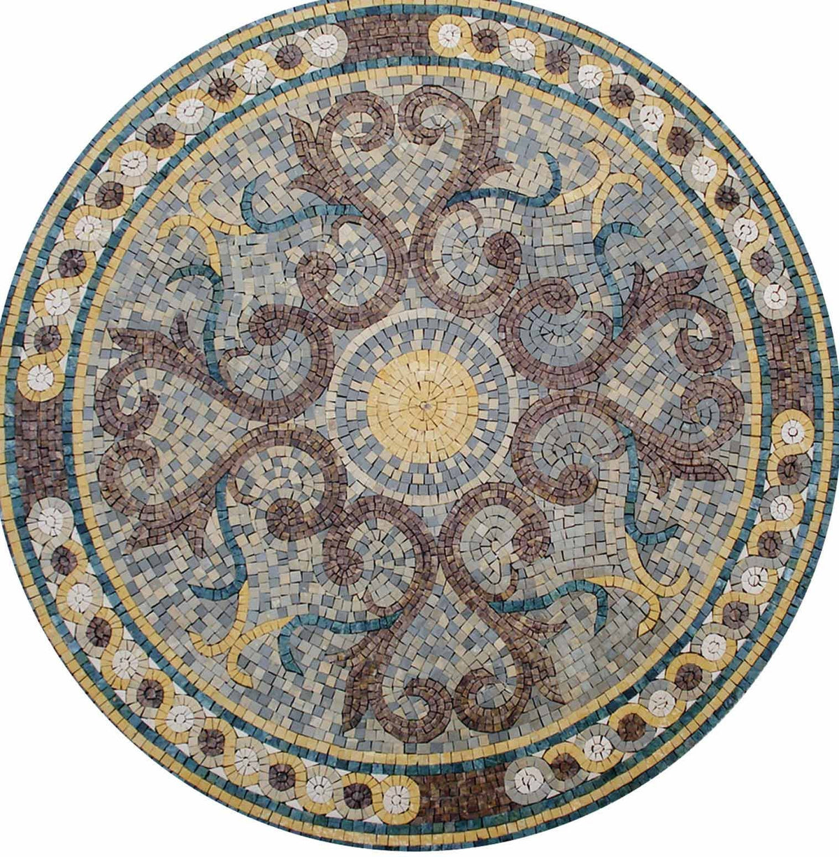 Handmade Marble Mosaic Medallion Art Tile - 40'' Colorful Home Decor
