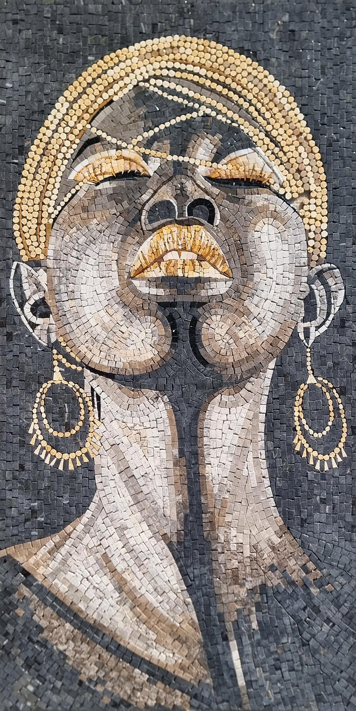 Handmade Marble Mosaic Art: Elegant Lady Portrait Wall Decor (40"x20")