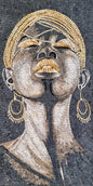 Handmade Marble Mosaic Art: Elegant Lady Portrait Wall Decor (40"x20")
