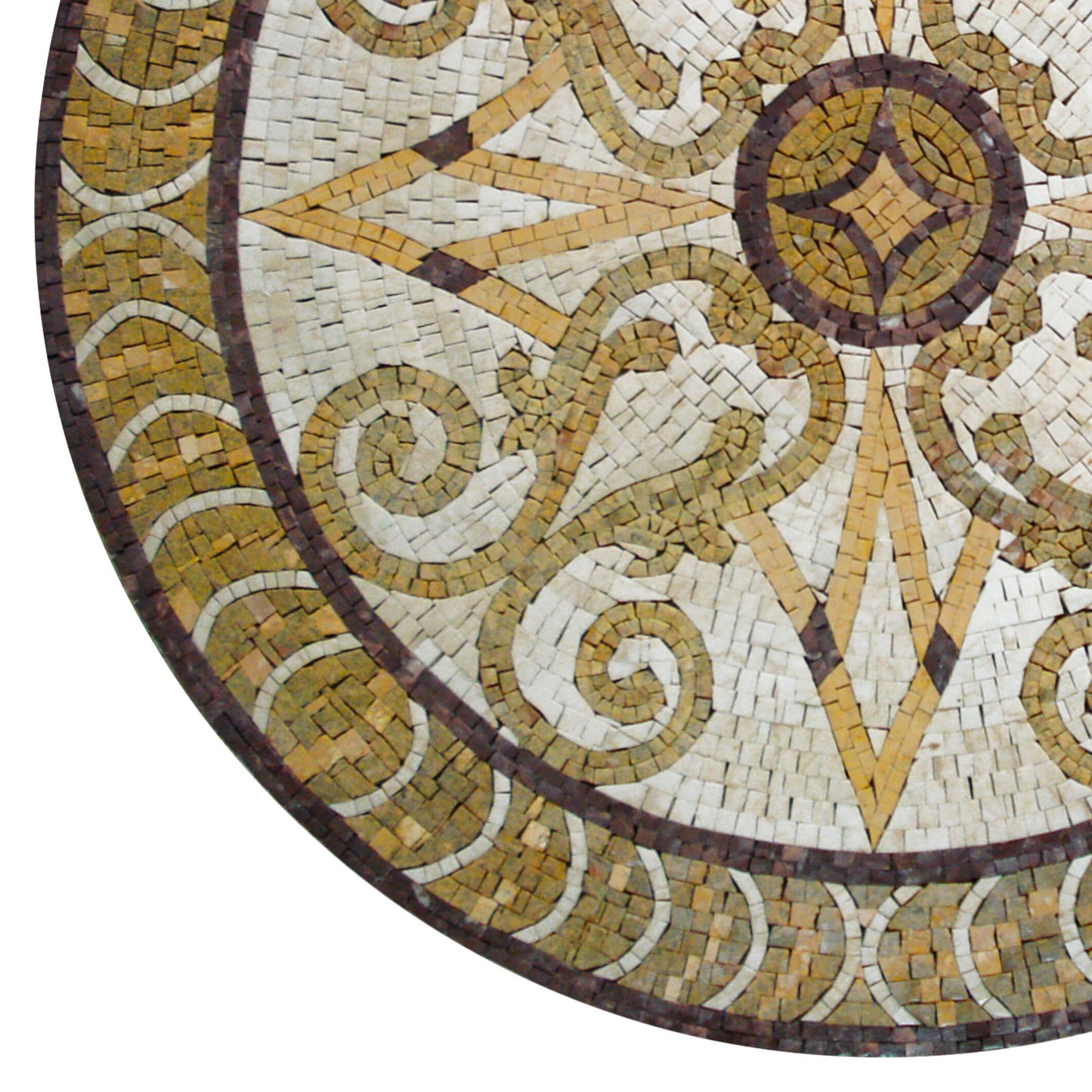 Handmade Marble Mosaic Medallion Art Tile - 36" Decorative Floor or Wall