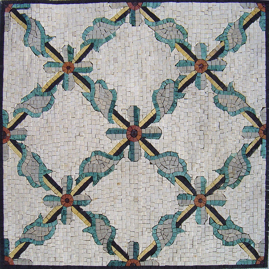 24" Handmade Marble Mosaic Square Floor Interior Home Décor Art Tile Stone.