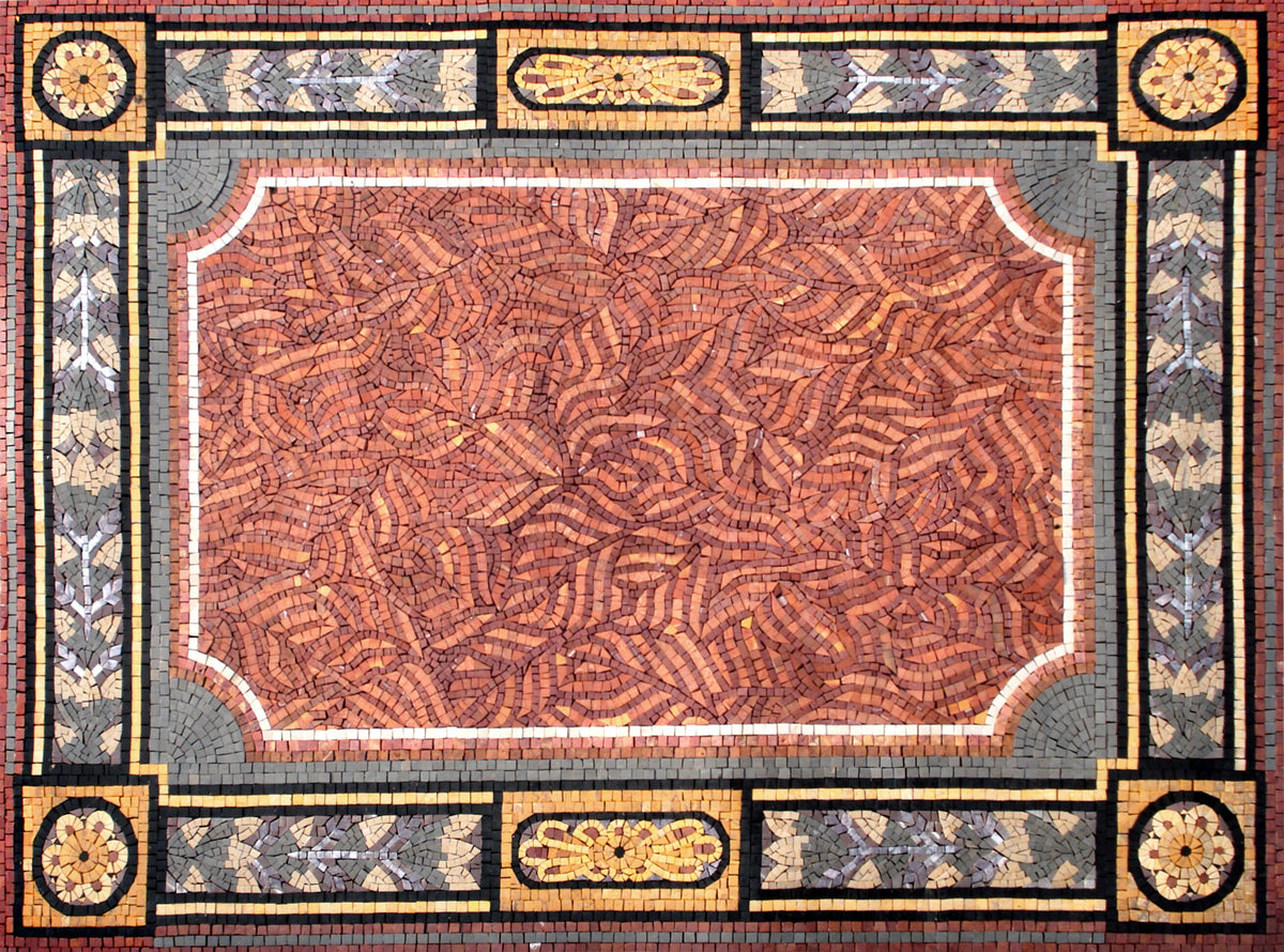 Handmade Marble Mosaic Rug: Stone Floral Medallion, Home Decor