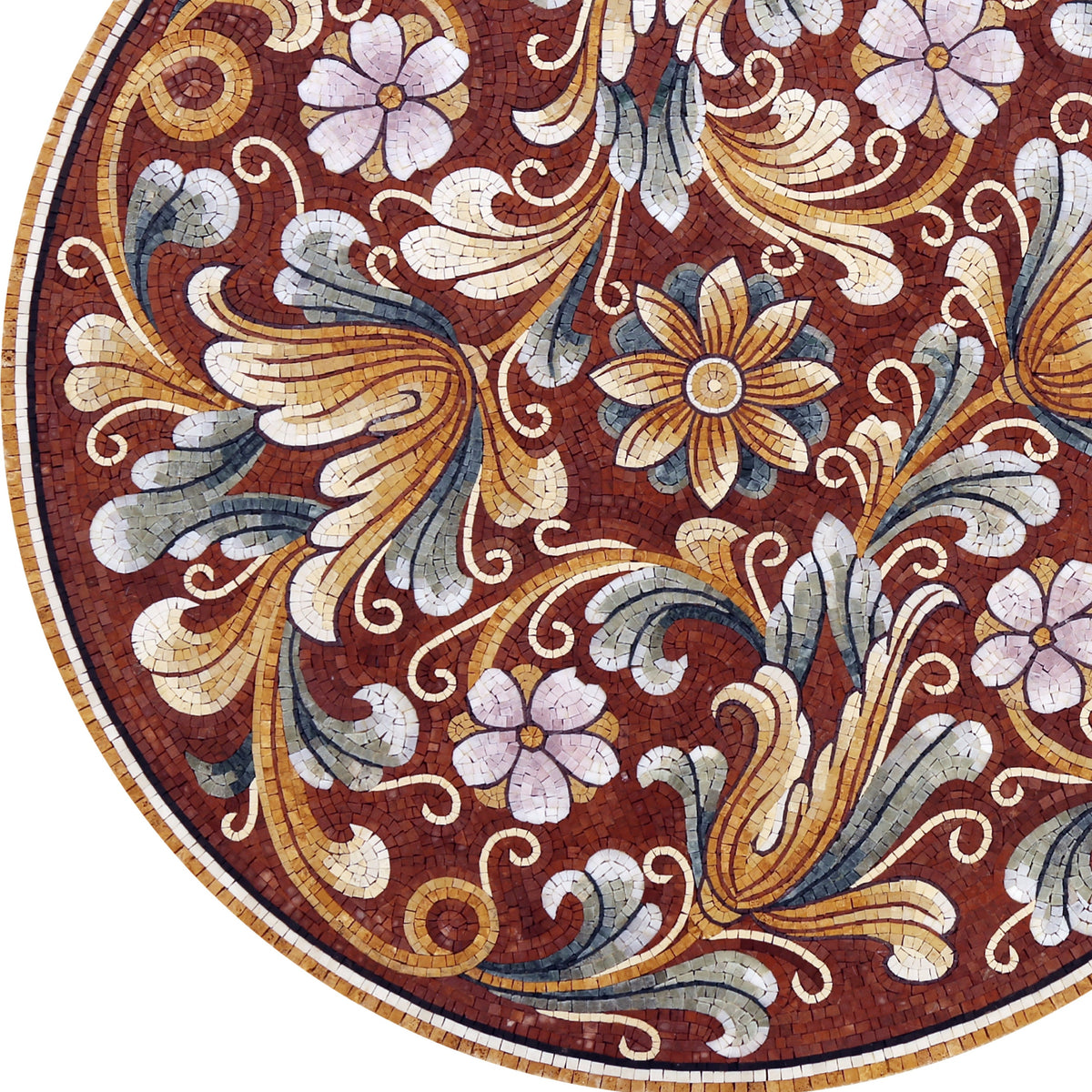 Handmade Floral Elegance: Medallion Marble Mosaic Art Tile for Timeless Stone Décor - Customization available
