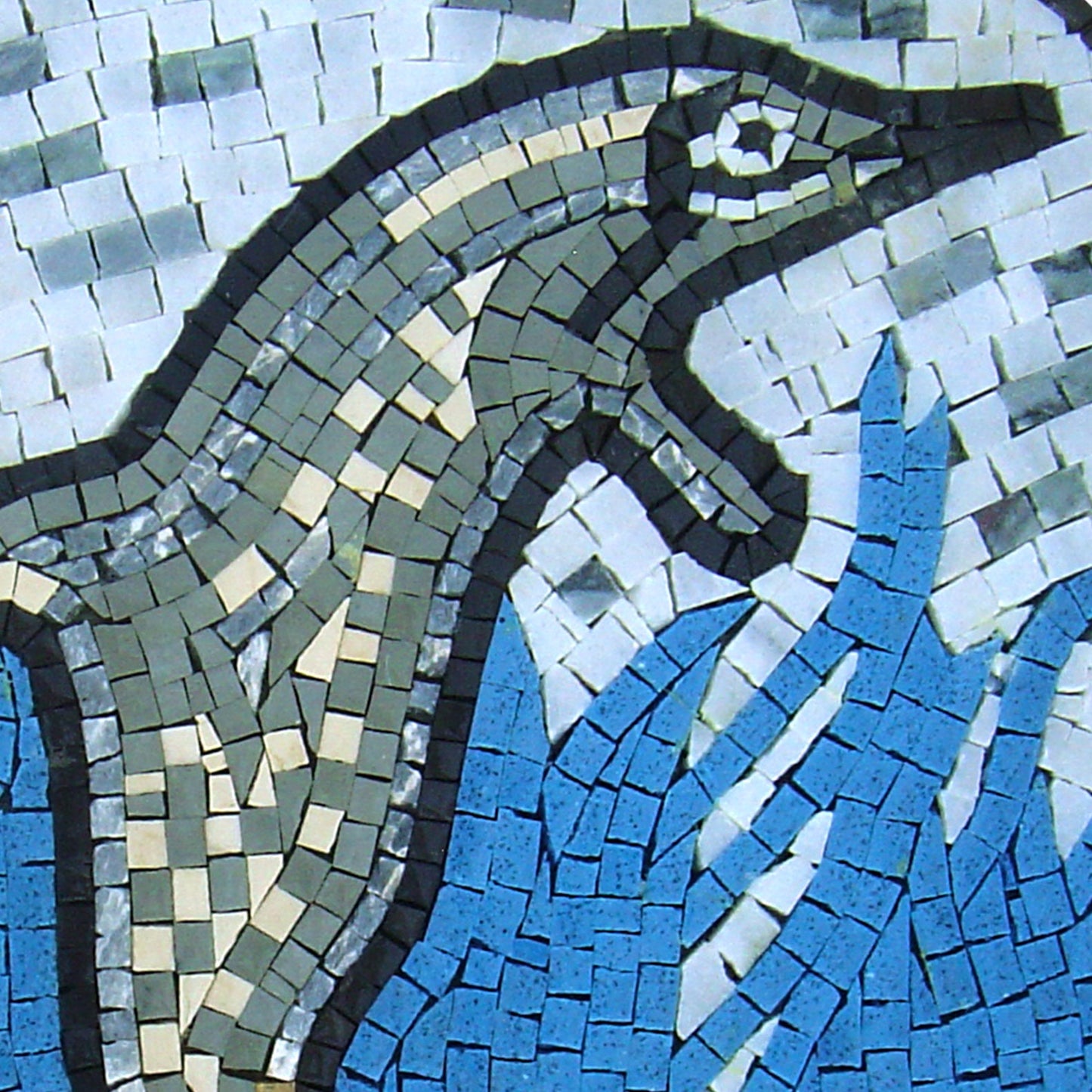 Handmade Dolphin Mosaic Art: Marble Tile Medallion (20" Diameter)