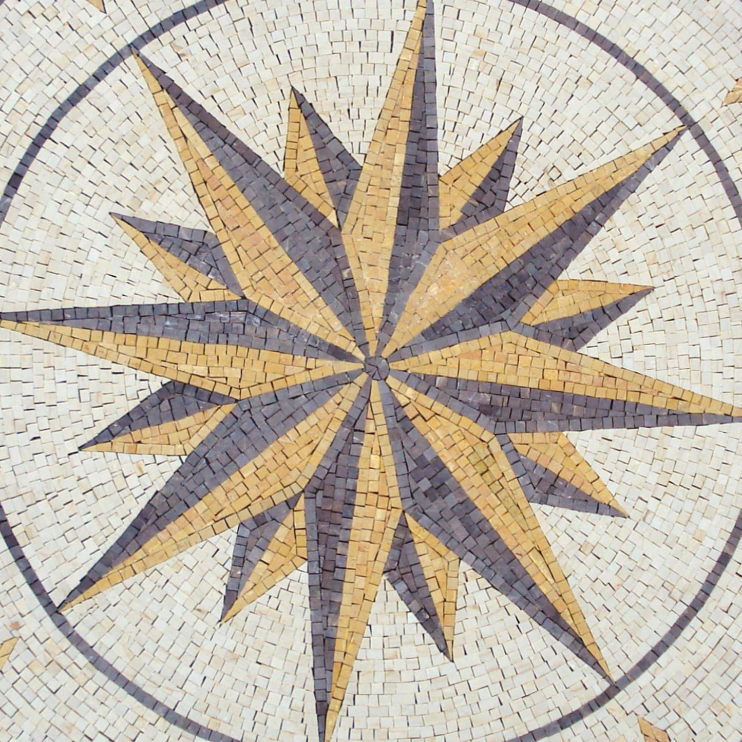 Handmade Nautical Compass Rose Mosaic Tile: 32" Indoor/Outdoor Art