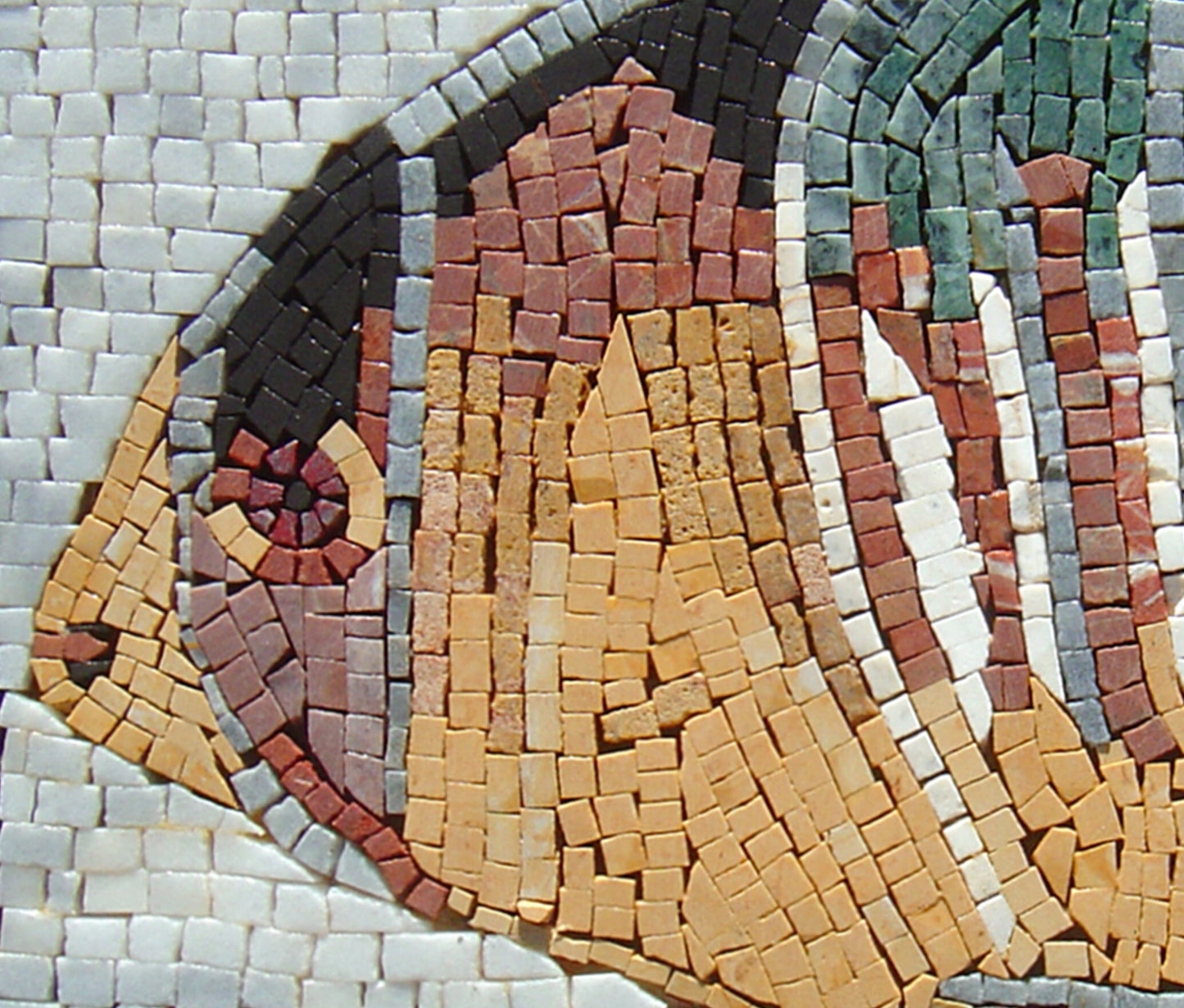 Handmade Fish Mosaic Art: Colorful Kitchen Backsplash Tile (16x14)