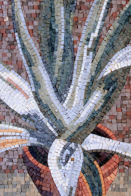 Aloe Vera Marble Mosaic Tile Art: Tropical Wall Hanging
