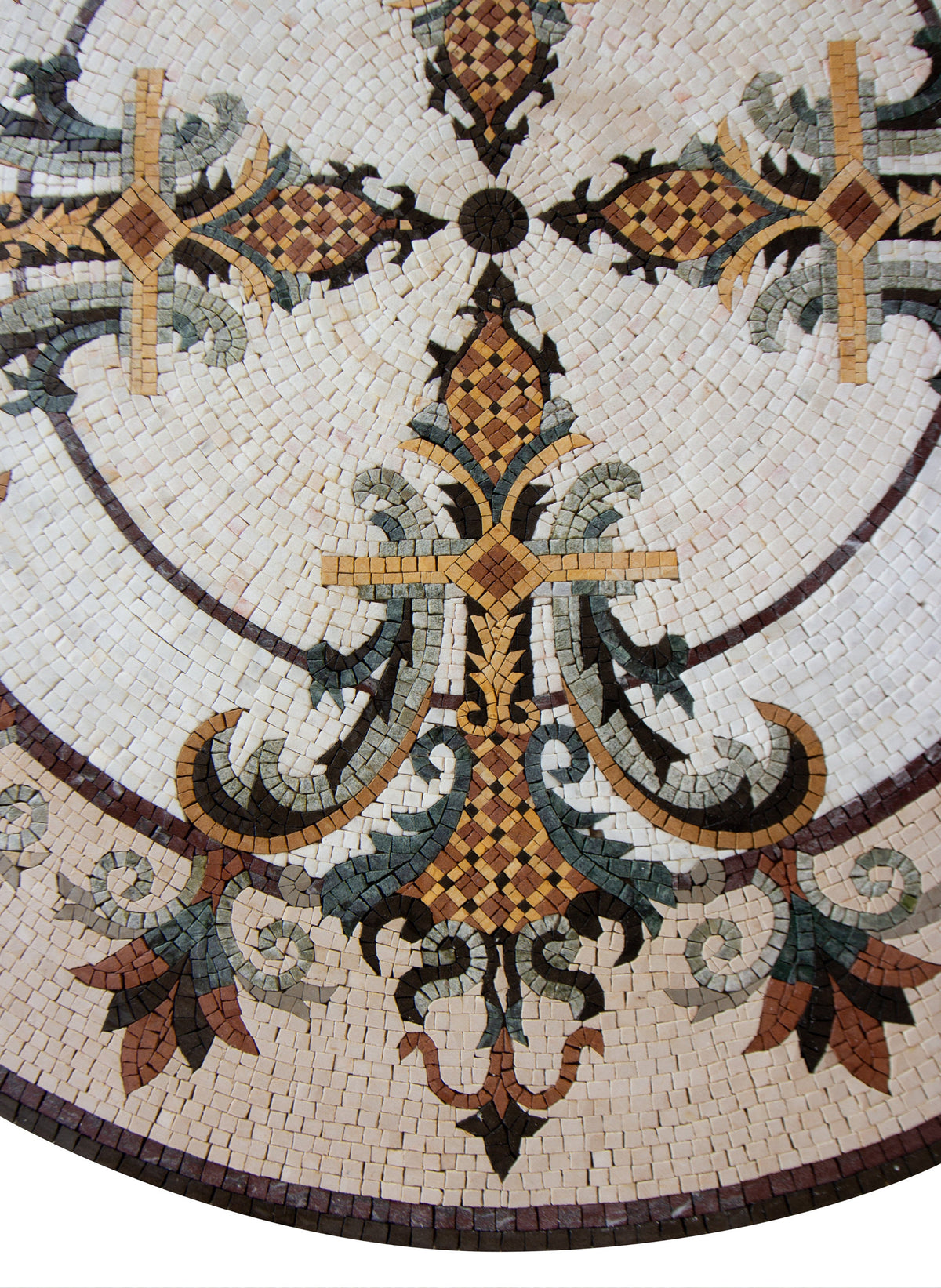 Floral Elegance - Handcrafted Round Mosaic Medallion Art Tile - Customization available
