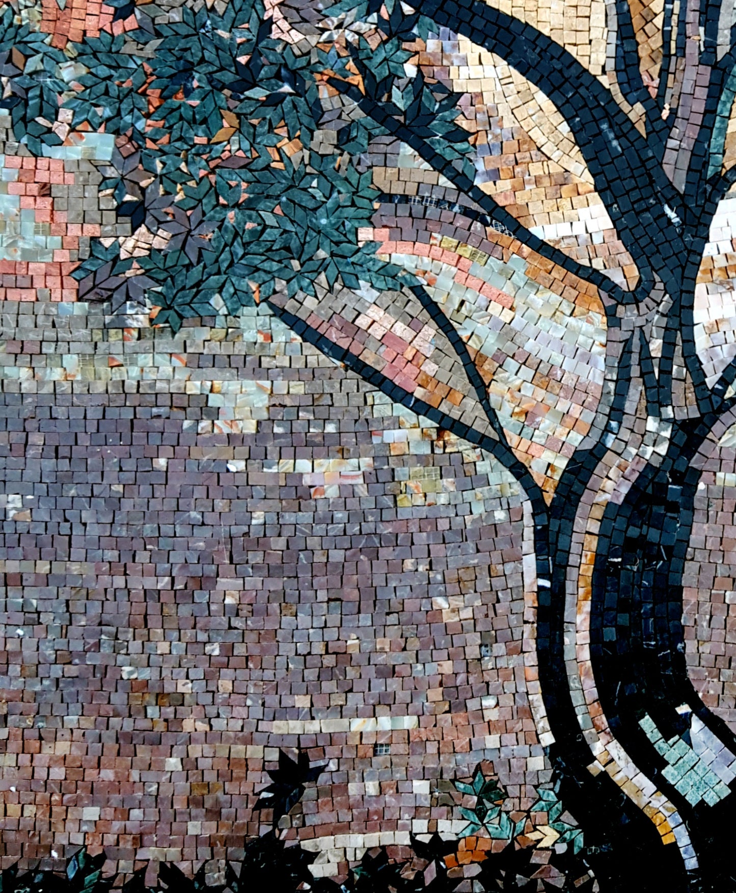 Handmade Marble Mosaic: Botanical Tree Wall Art (44” x 36”)