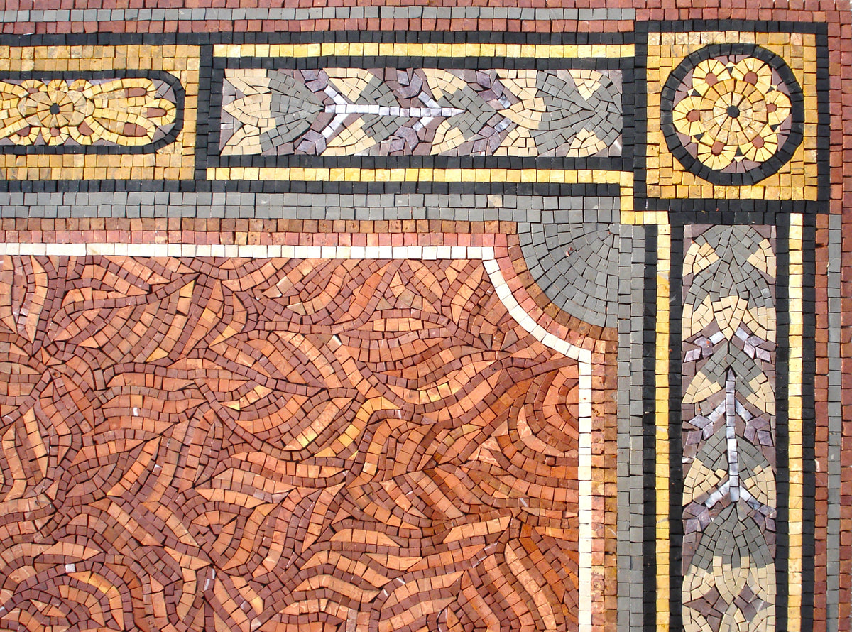 Handmade Marble Mosaic Rug: Stone Floral Medallion, Home Decor