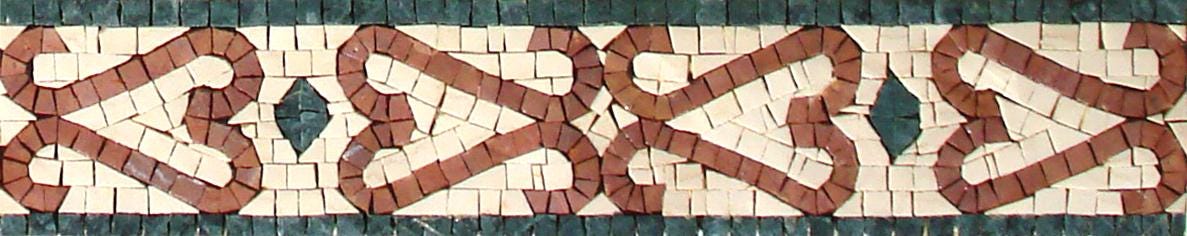 4″ Crimson and Cream Decorative Patterned Border Mosaic