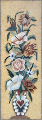Handmade Marble Mosaic Flower Art: Vertical Wall Decor