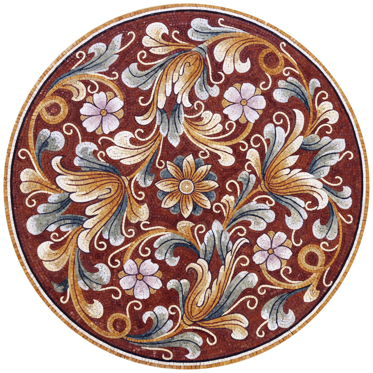 Handmade Floral Elegance: Medallion Marble Mosaic Art Tile for Timeless Stone Décor - Customization available
