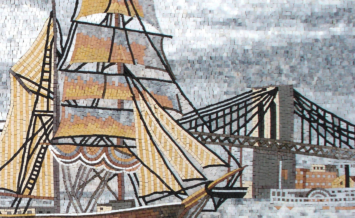 SEASHORE MOSAIC TILES | Sea View Sailor Boats Artwork Tiles For Living Room Walls | Tiles For Interior Outdoor Entry Walls And House Warming